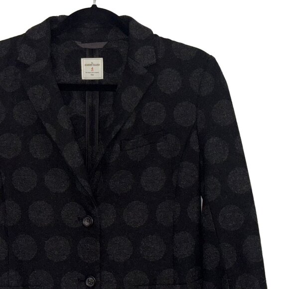 Gap The Academy Black & Gray Polka Dot Wool Blend Two Button Blazer - Sz 4 Tall - Picture 1 of 6